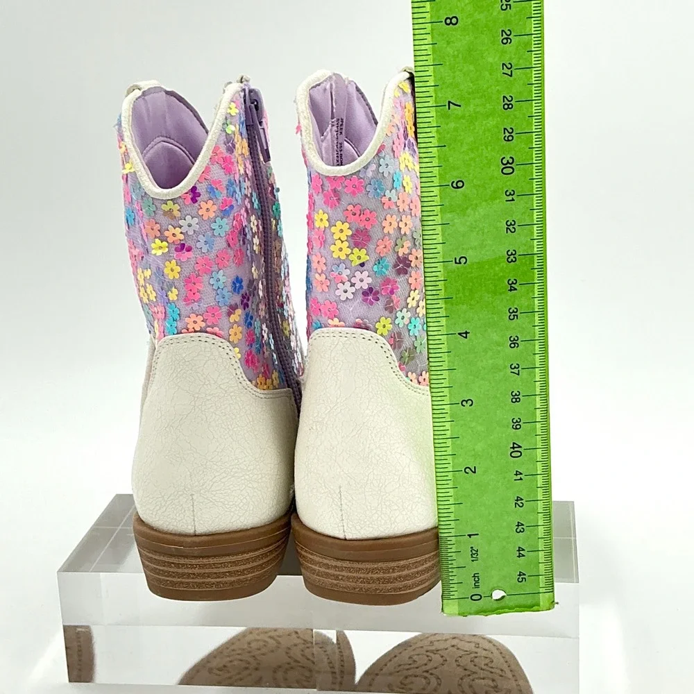 Steve Madden Girls Size 13 Boots Bone Floral Sequin NEW Peek Little Kids $65
